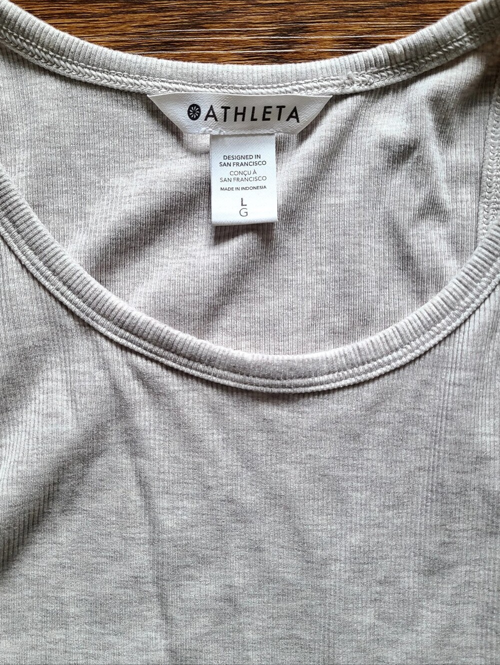 Athleta Ribbed Racerback Tank Top Light Beige Size Large - Picture 2 of 2